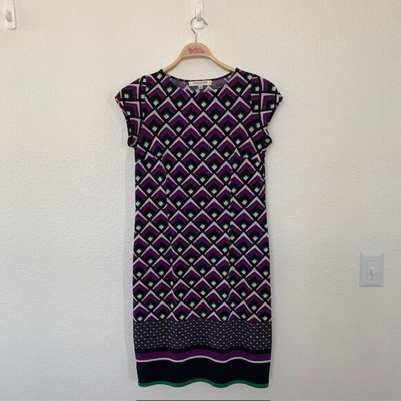 Evan-Picone Dress Geometric Print Cap Sleeve Stretch Women's Size 8 - Picture 14 of 14